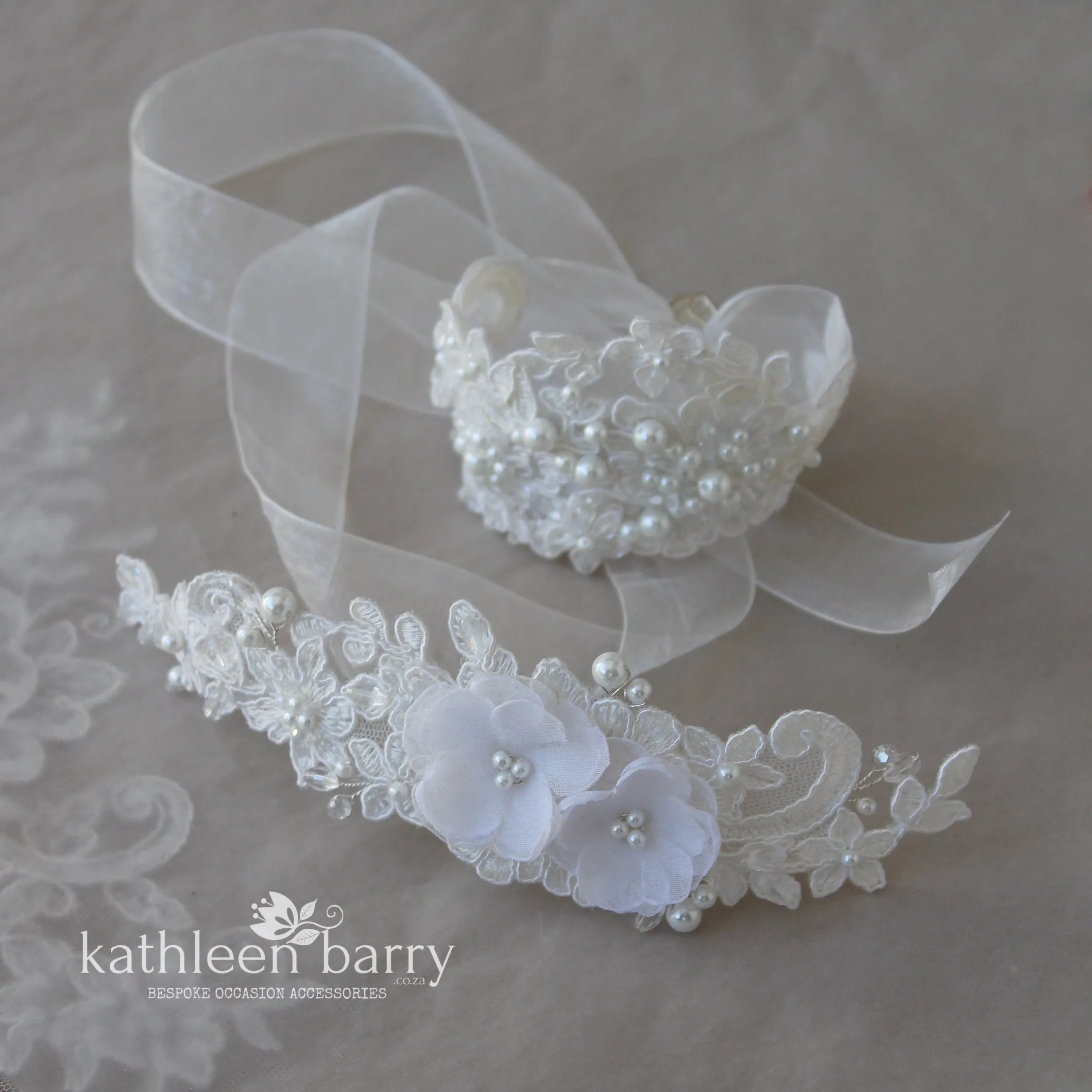 Jean-Marie lace hairpiece  Chantilly Lace Bridal hairpiece wedding hair accessory - floral lace wedding hair piece