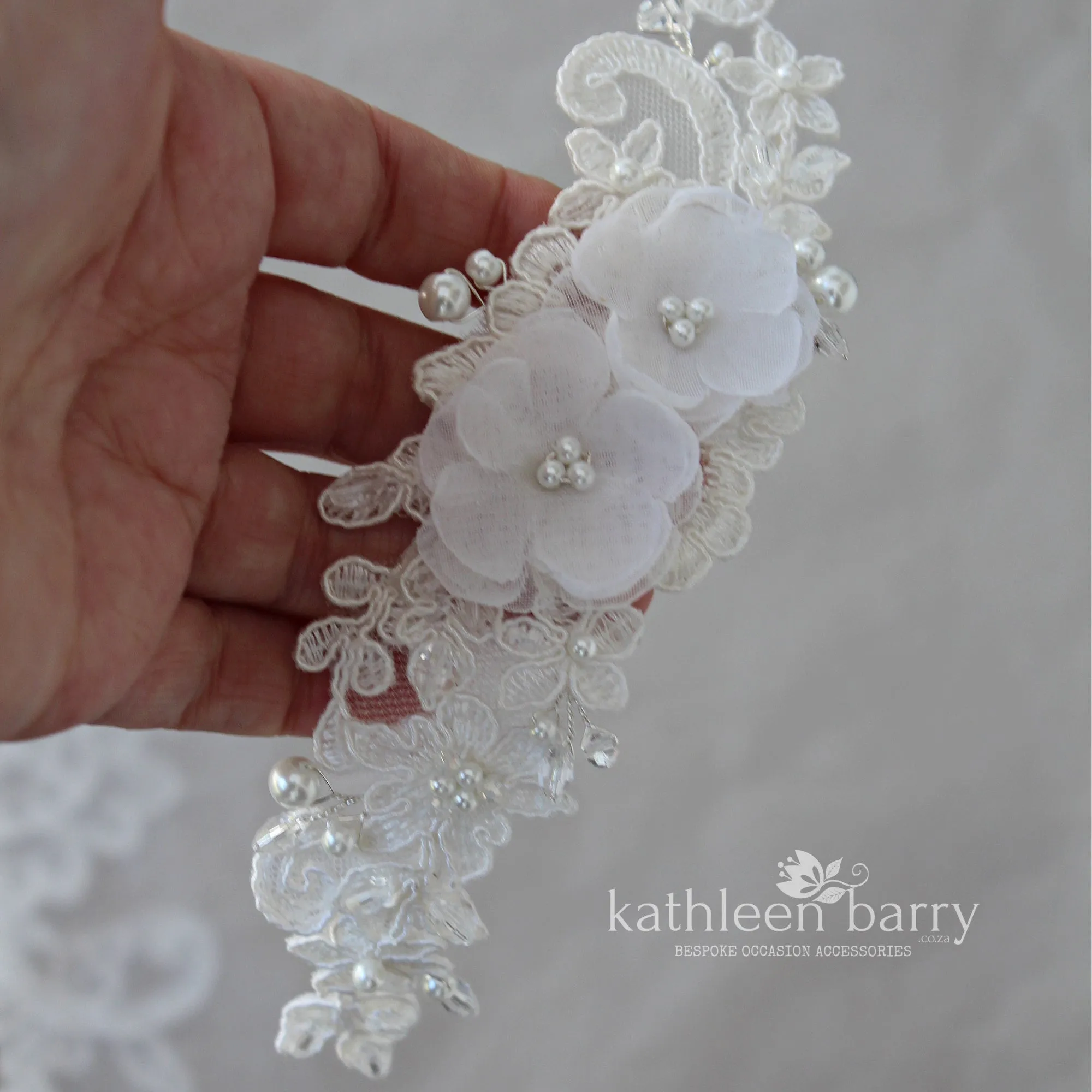 Jean-Marie lace hairpiece  Chantilly Lace Bridal hairpiece wedding hair accessory - floral lace wedding hair piece