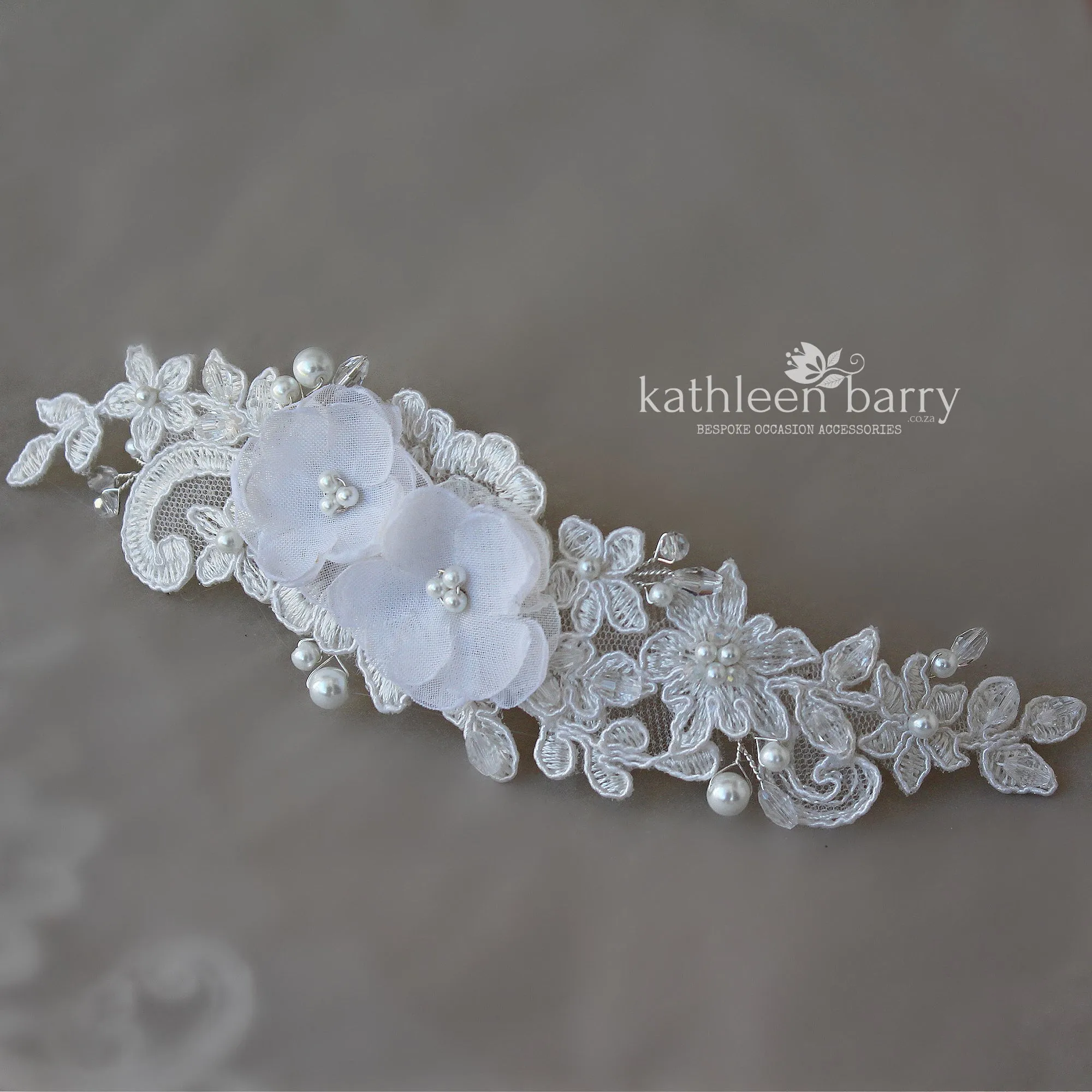 Jean-Marie lace hairpiece  Chantilly Lace Bridal hairpiece wedding hair accessory - floral lace wedding hair piece