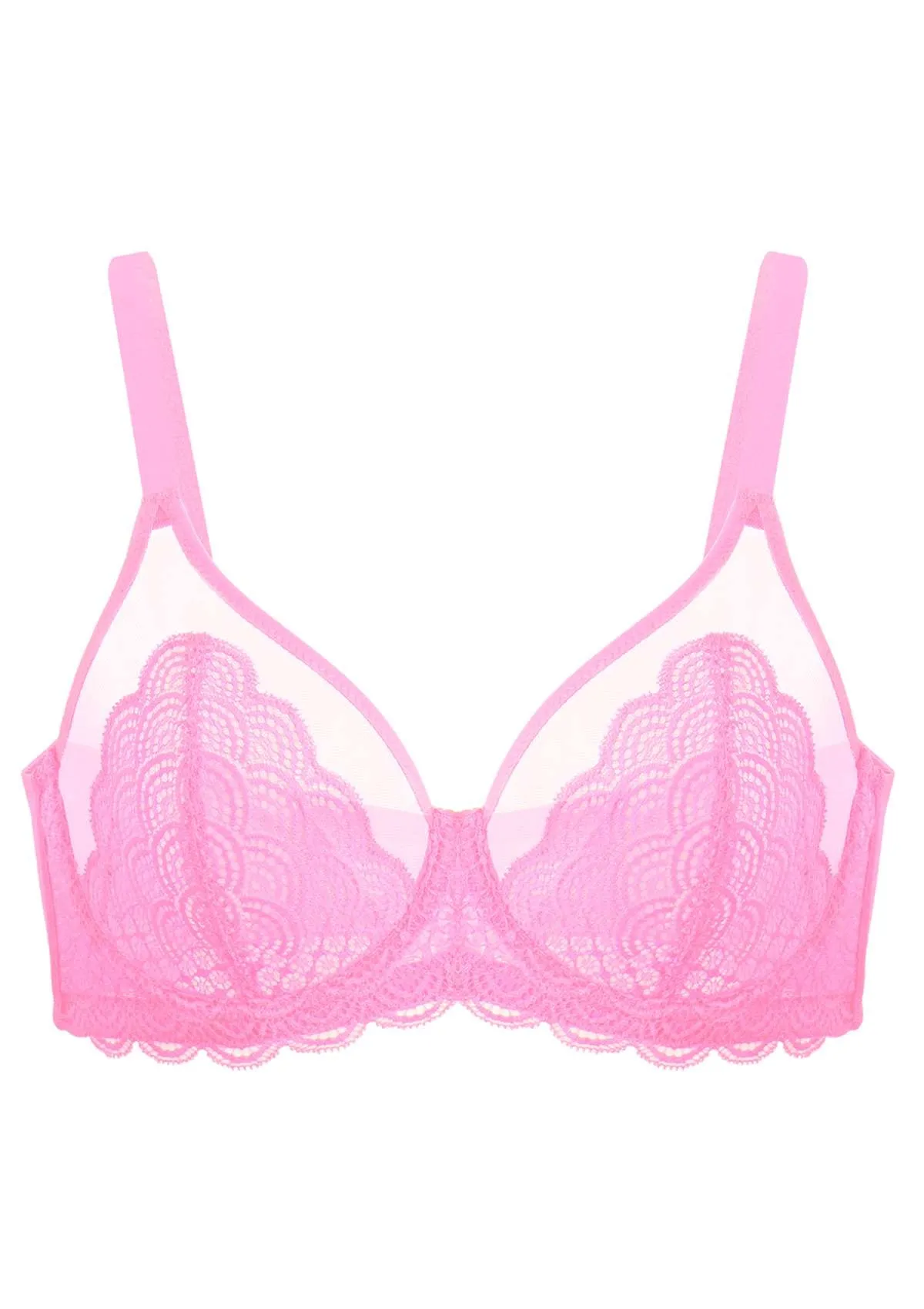 Mermaid Scales Lace Pink Unlined Bra