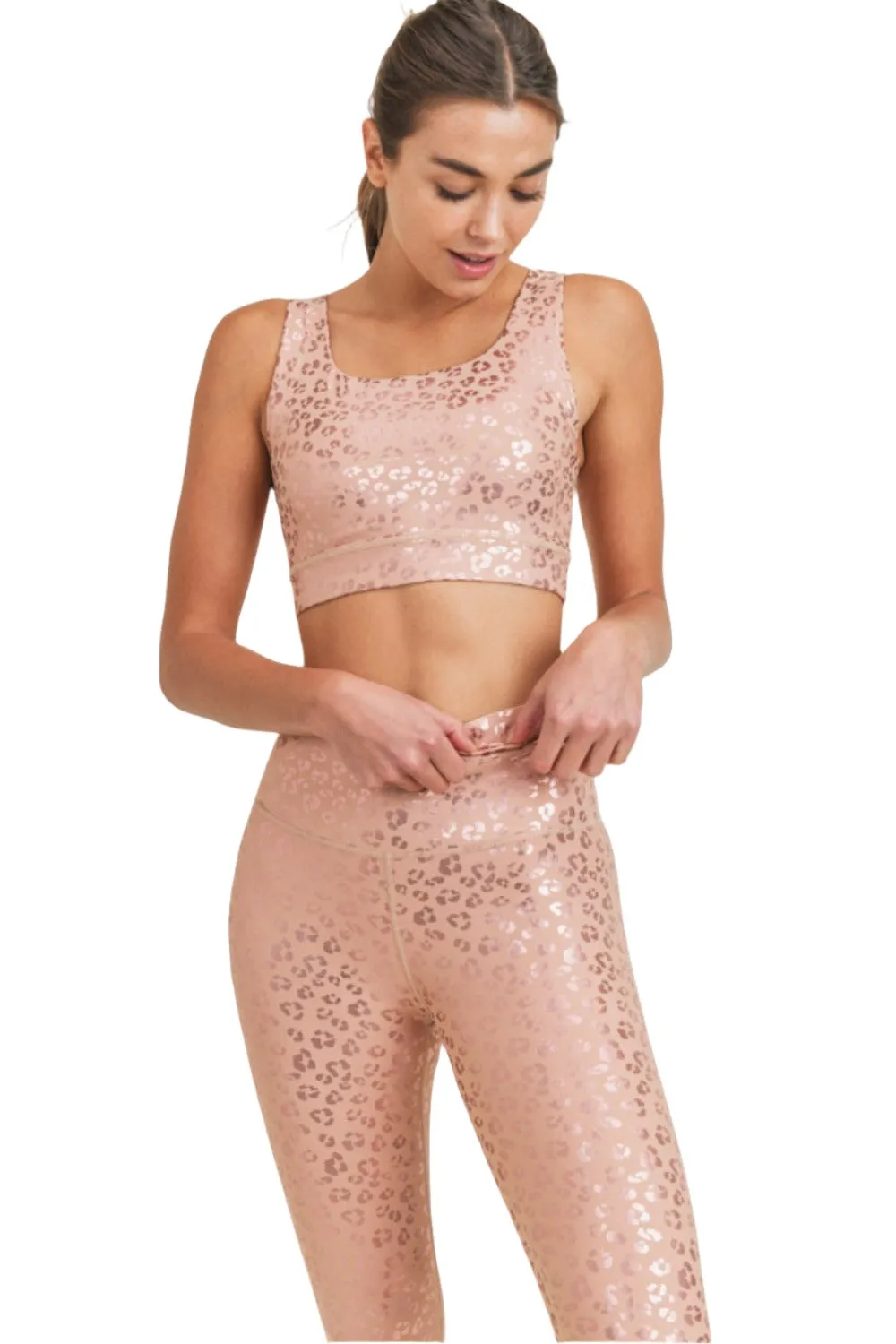 Mono B Shimmer Foil Leopard Bra Top AT2961