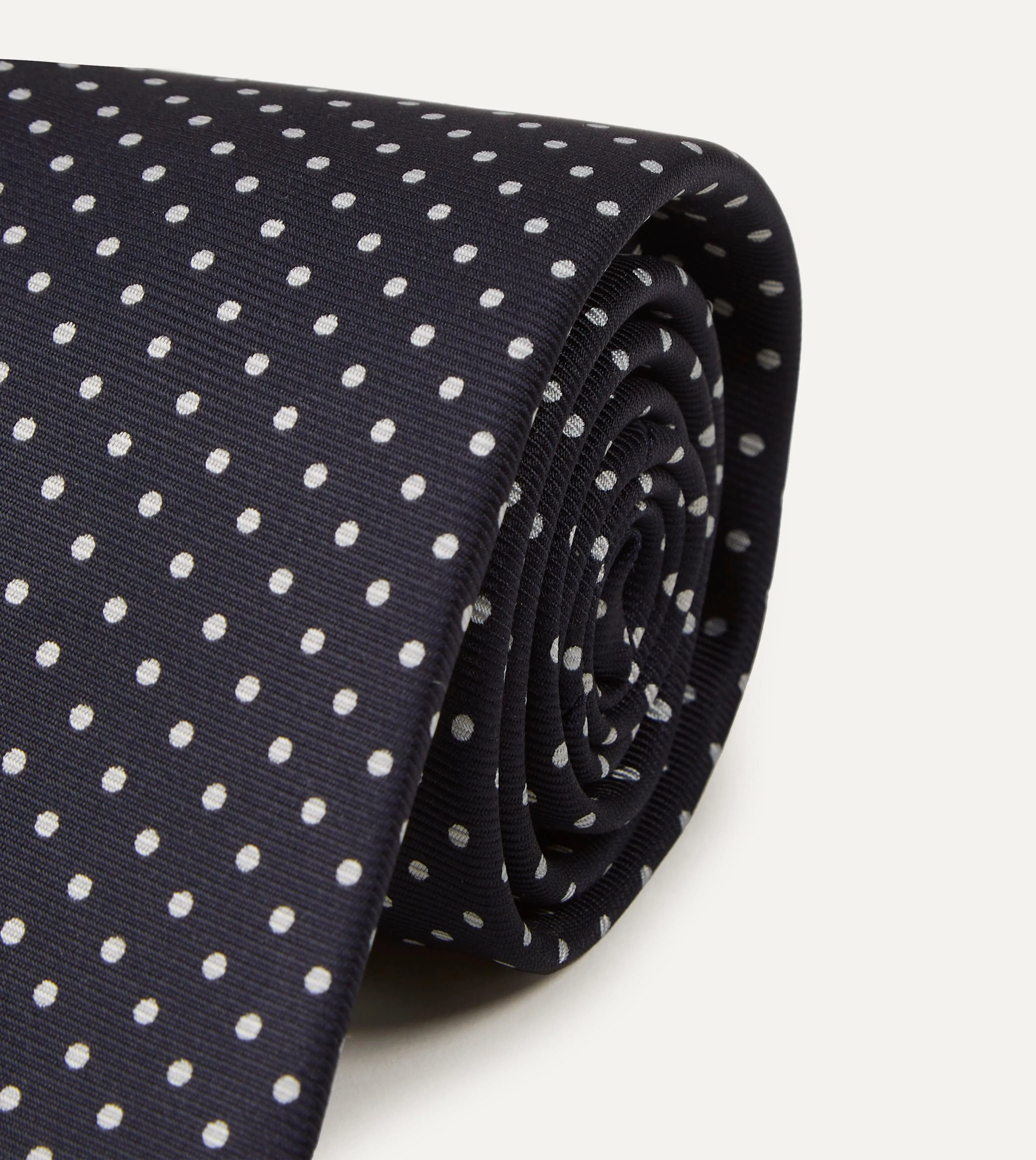 Navy Small Dot Silk Tipped Tie