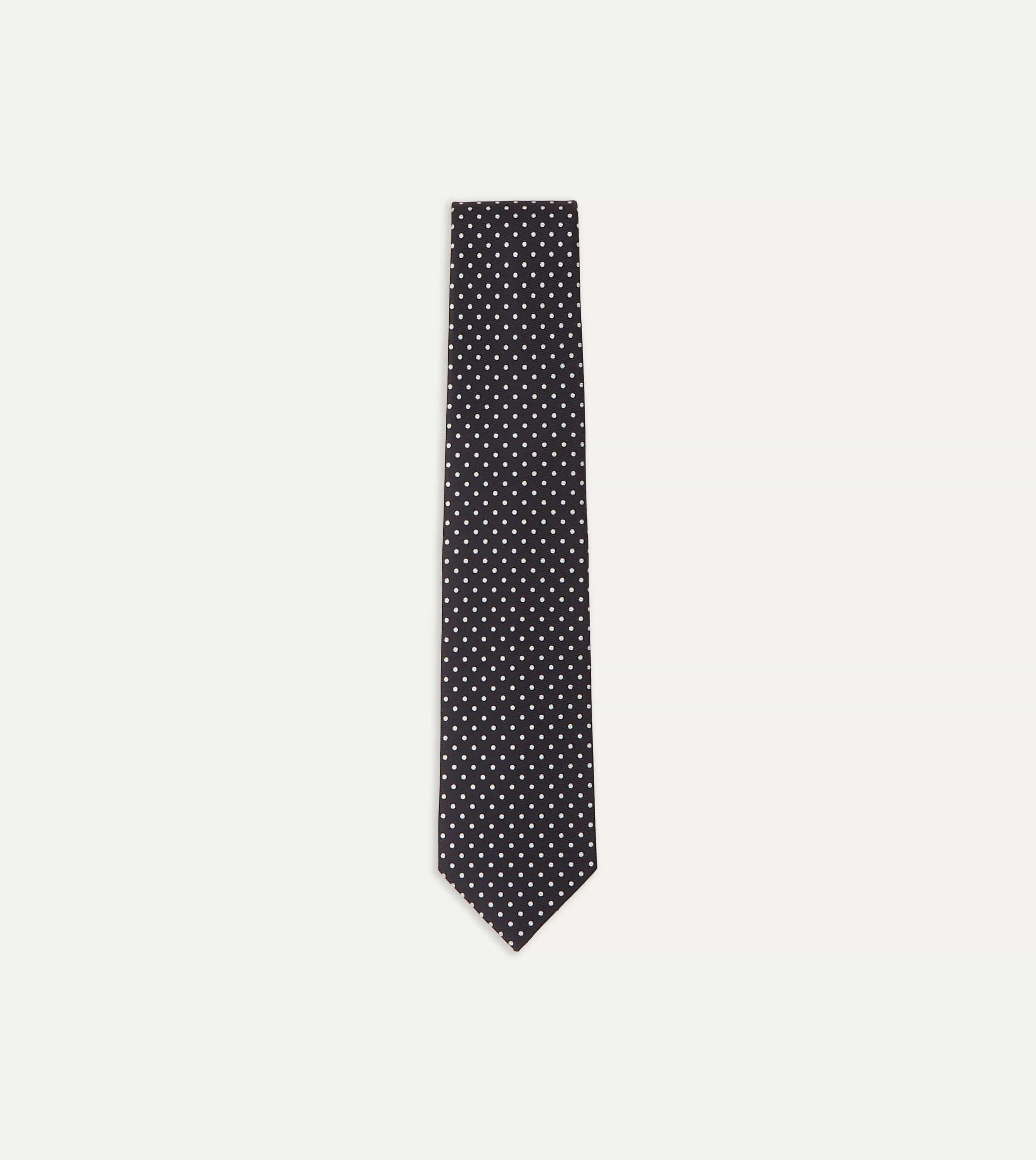 Navy Small Dot Silk Tipped Tie