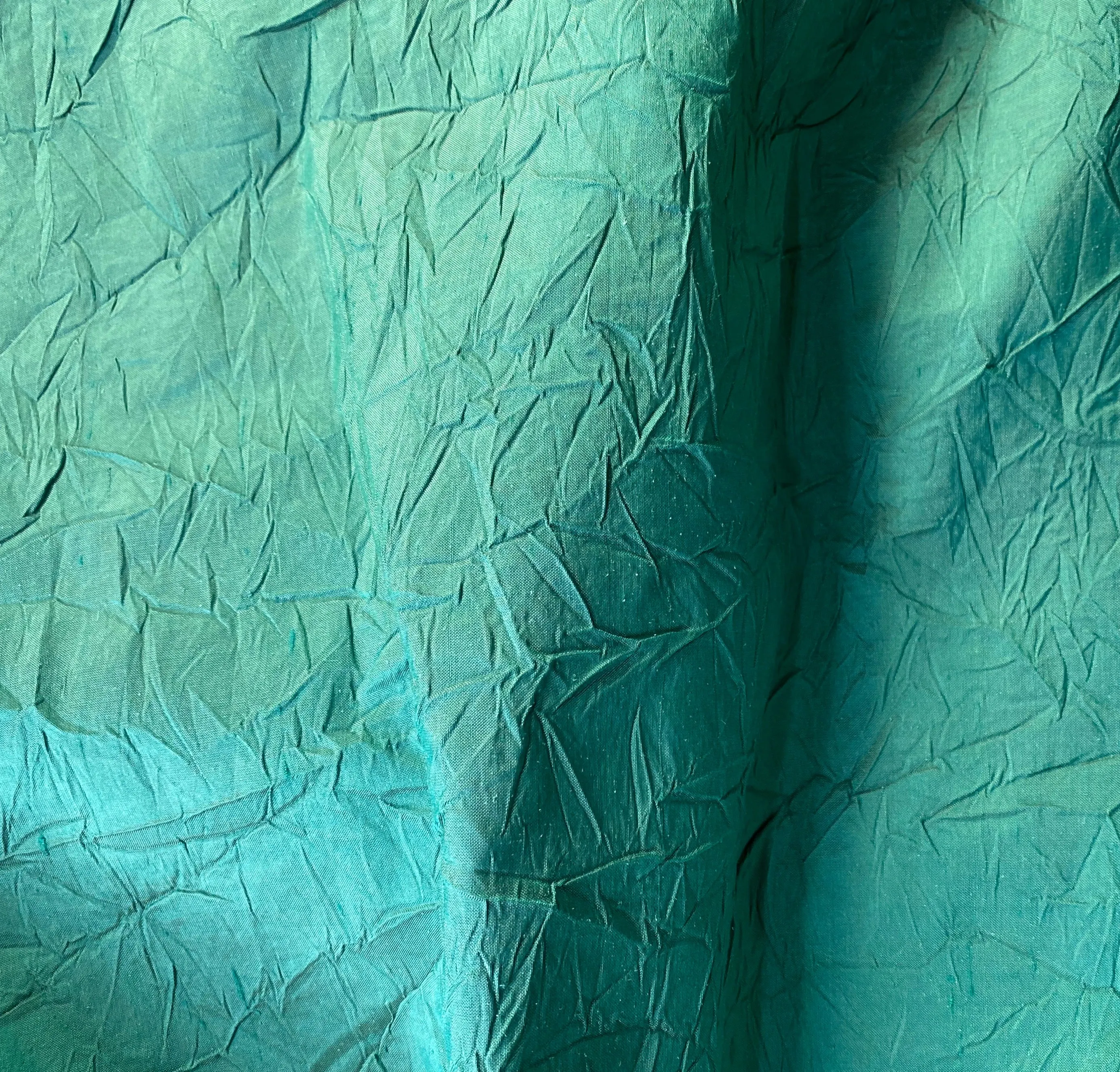 NEW Baroness Mavel Designer 100% Silk Crinkle Taffeta Fabric in Teal Blue