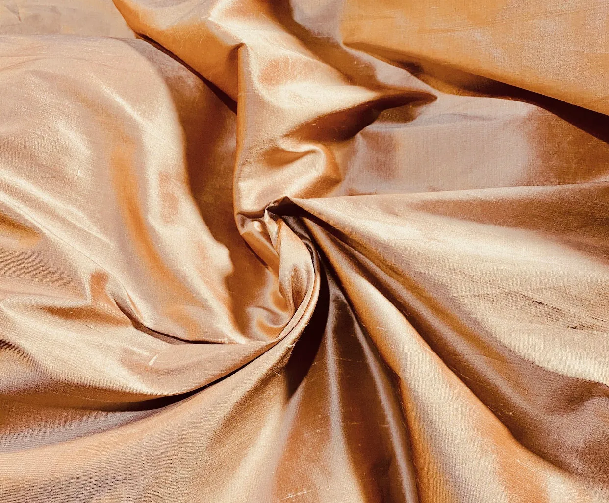 NEW Duchess Mable Designer 100% Silk Dupioni Fabric Solid Ultra Icy Pumpkin Orange