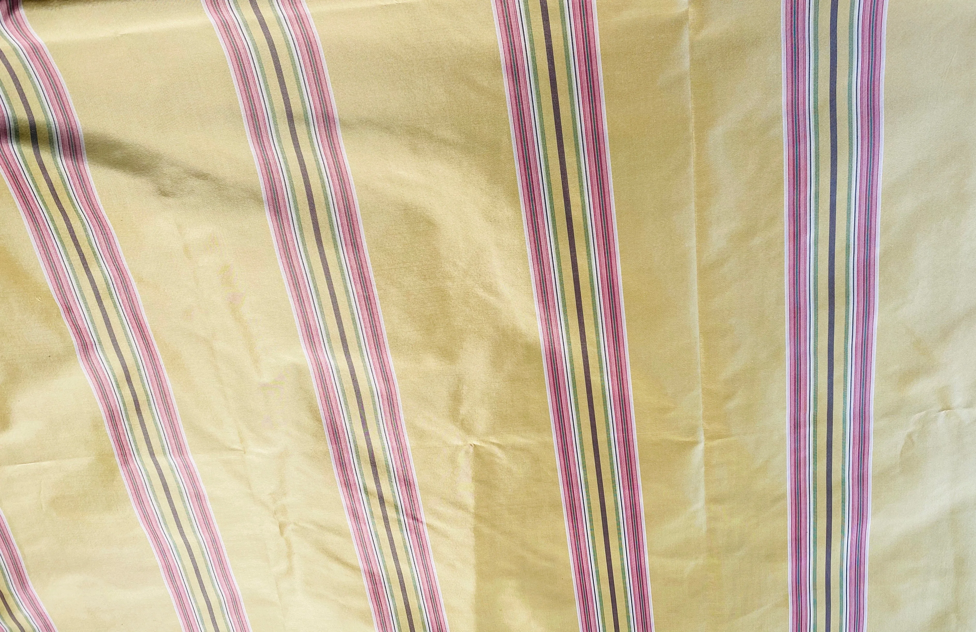 NEW Princess Josephine 100% Silk Taffeta Stripes Fabric - Golden Yellow, Green, Pink, Purple