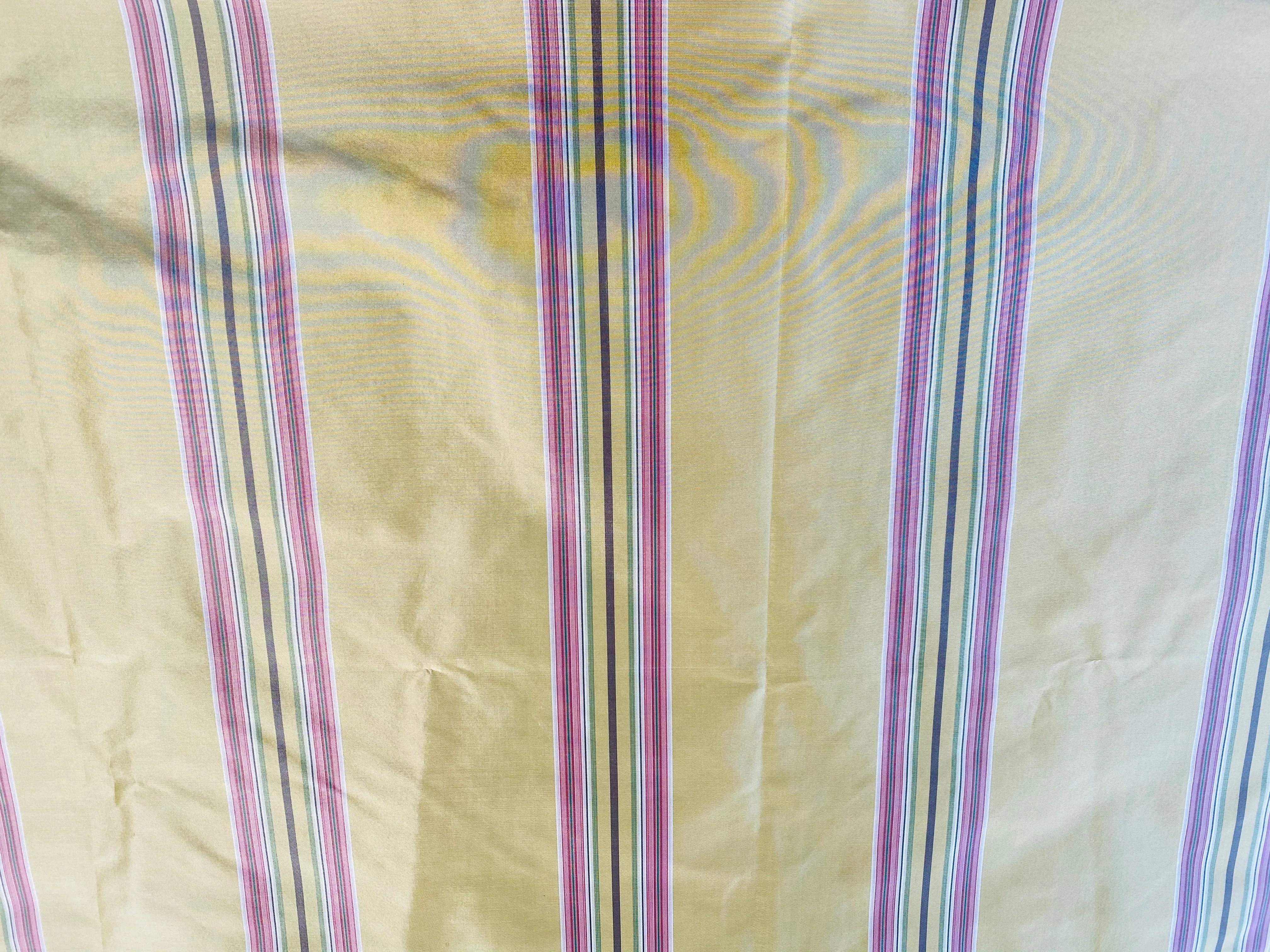 NEW Princess Josephine 100% Silk Taffeta Stripes Fabric - Golden Yellow, Green, Pink, Purple