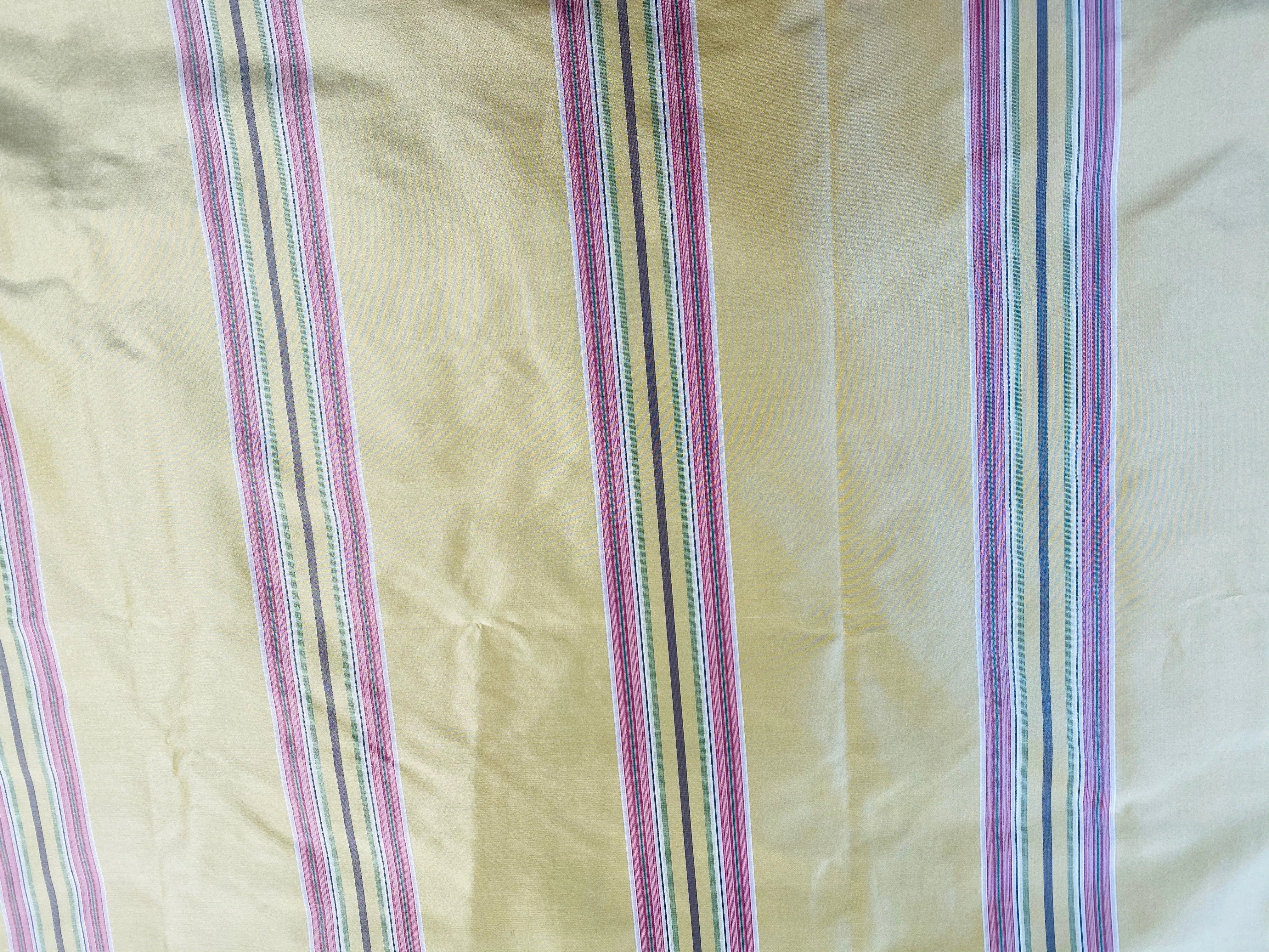 NEW Princess Josephine 100% Silk Taffeta Stripes Fabric - Golden Yellow, Green, Pink, Purple