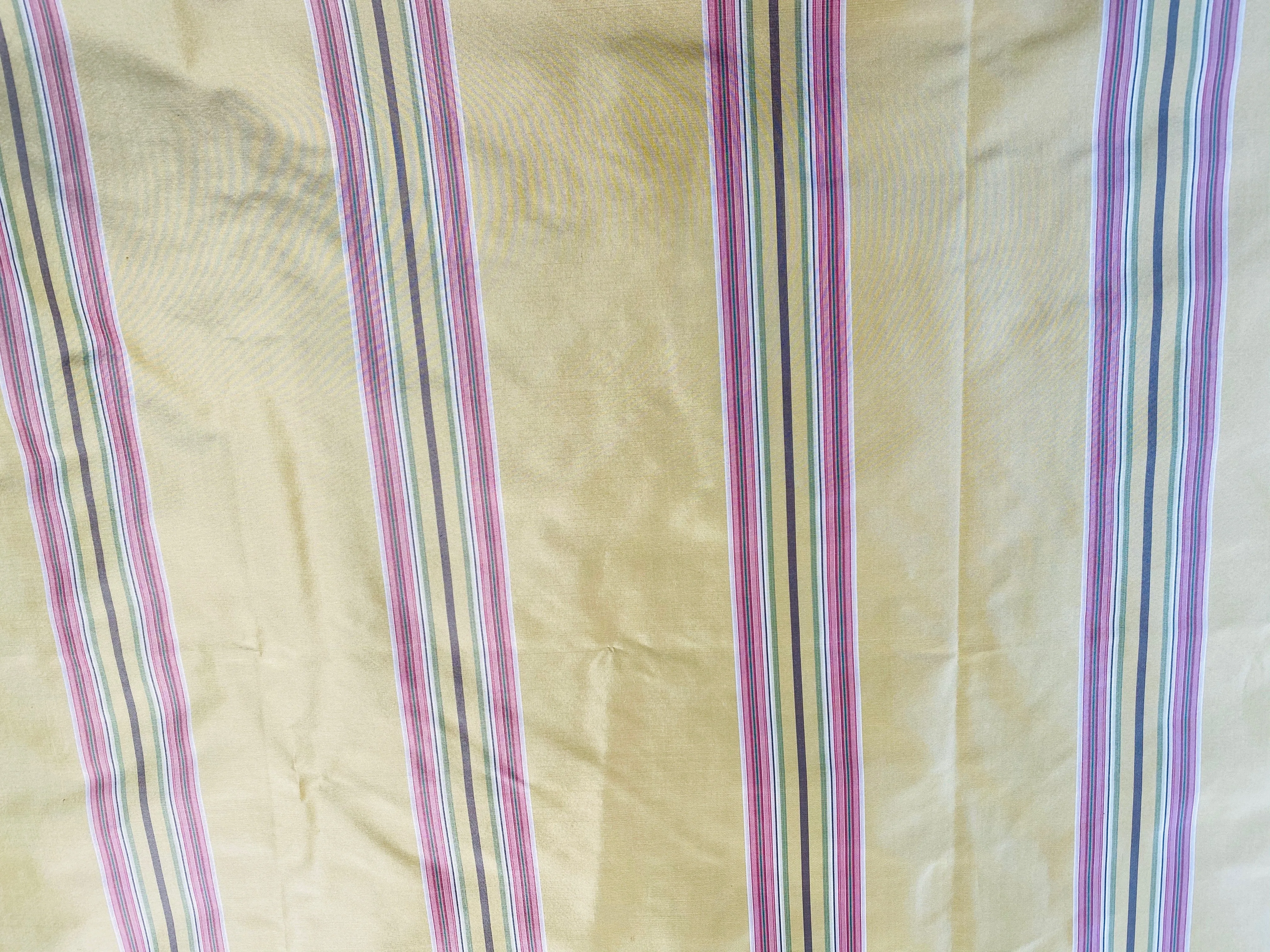 NEW Princess Josephine 100% Silk Taffeta Stripes Fabric - Golden Yellow, Green, Pink, Purple