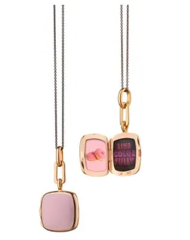 Pink Enamel Vermeil Cushion Locket