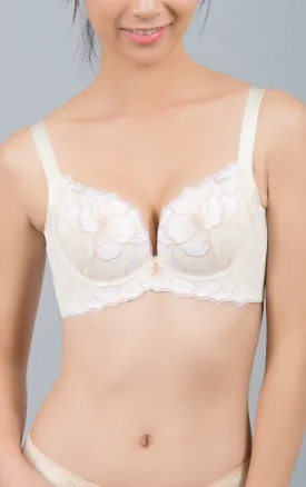 Push Up Bra for Women with Floral Lace Patterned, V Cut Lace, Seamless Underwire #11517