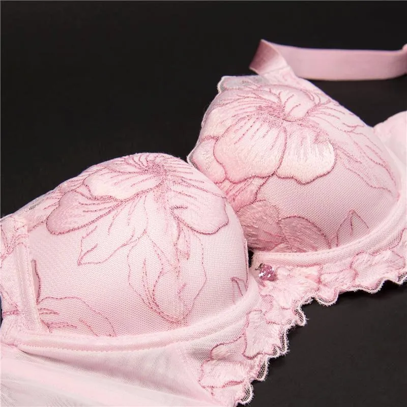 Push Up Bra for Women with Floral Lace Patterned, V Cut Lace, Seamless Underwire #11517