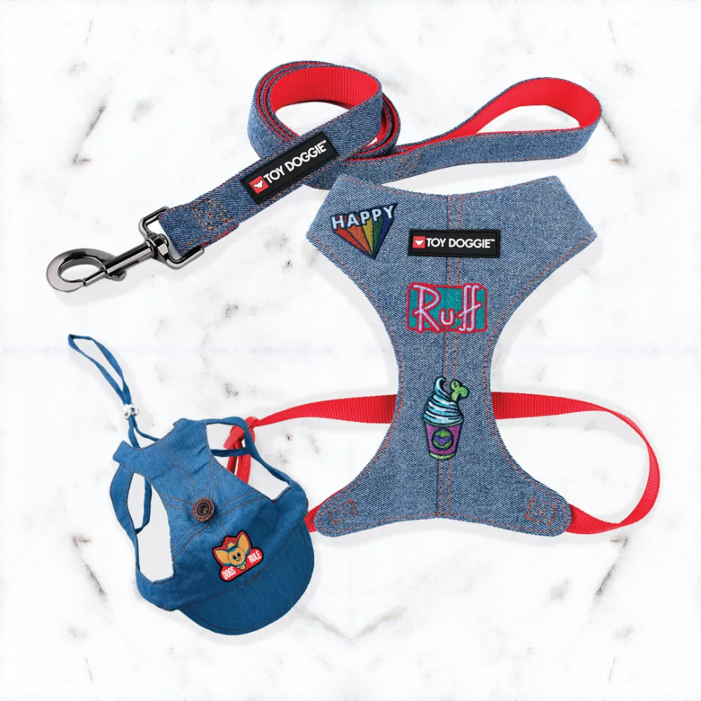 Red Denim Dog Harness