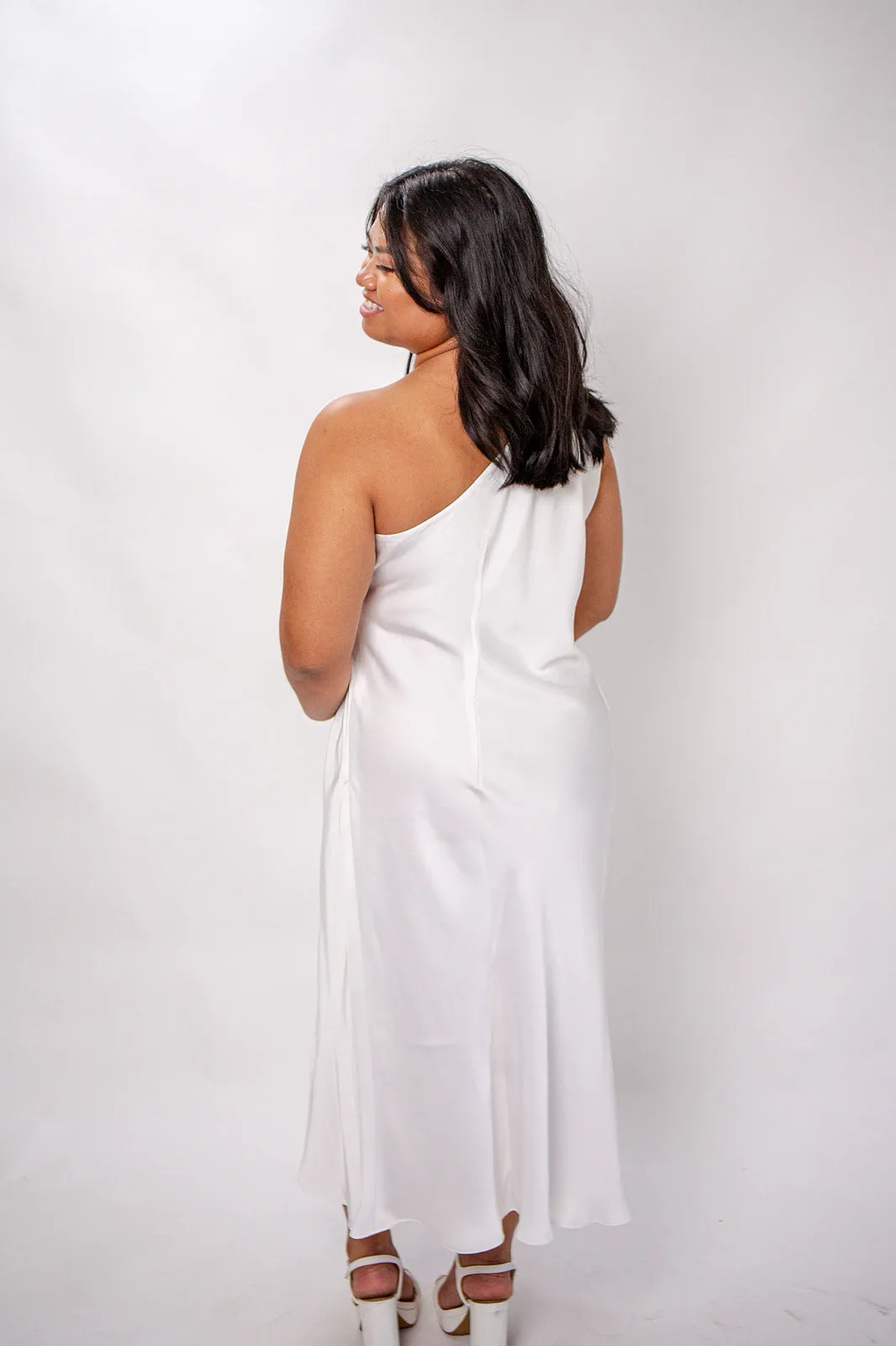 Roman One-Shoulder Silk Maxi Dress