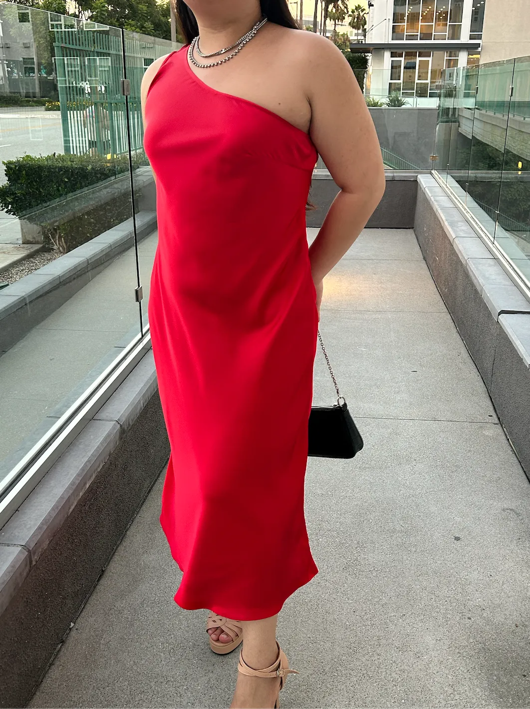 Roman One-Shoulder Silk Maxi Dress