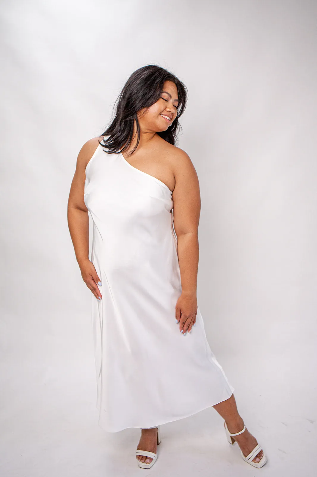 Roman One-Shoulder Silk Maxi Dress