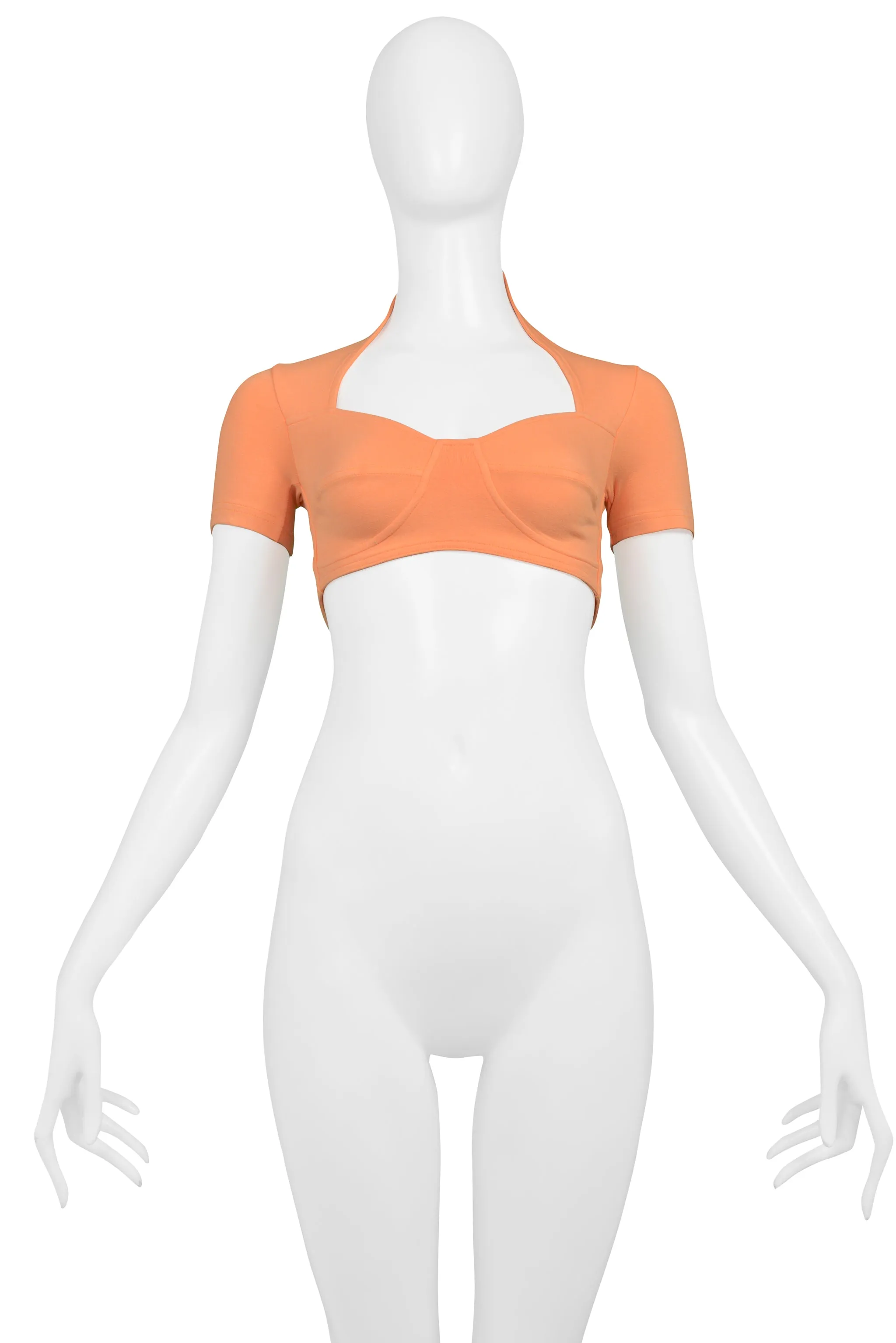 ROMEO GIGLI ORANGE BUSTIER CROP TOP WITH SLEEVES