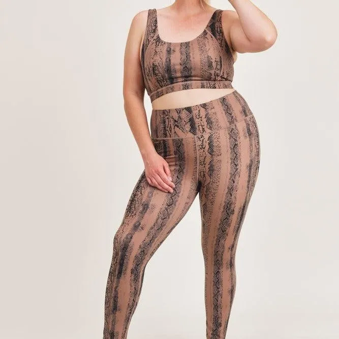 Royal Curves Dark Serpentine Snake Print Highwaist Set