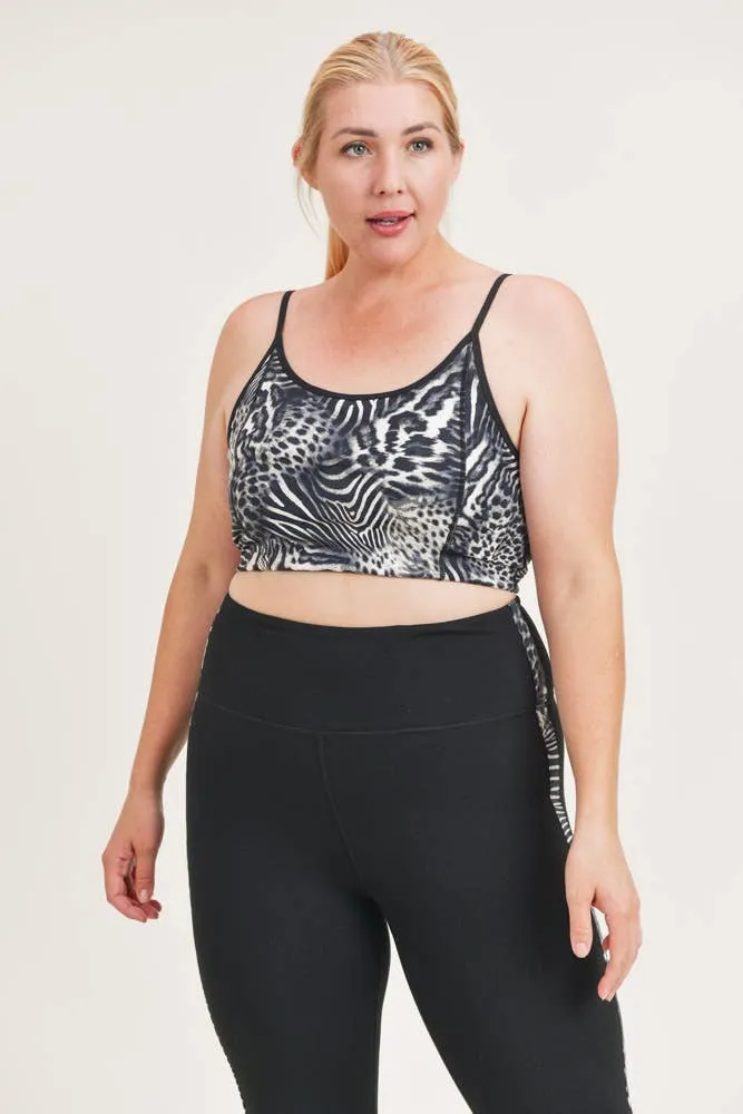 Royal Curves Safari Print Cami-Style Sports Bra