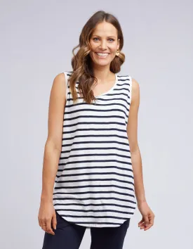 Scoop Tank White & Navy Stripe