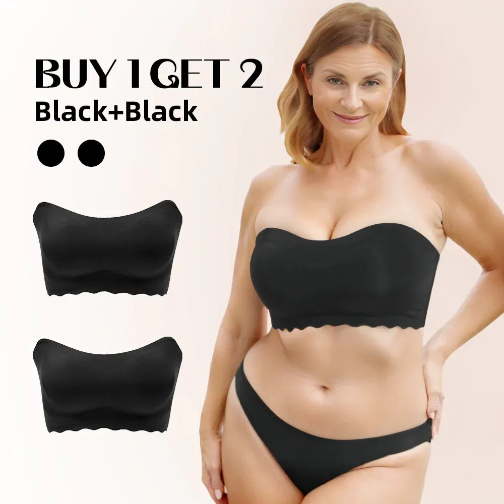 SheCurve® Plus Size Strapless Invisible Push Up Bra (Buy 1 Get 1 Free)-2PCS Black