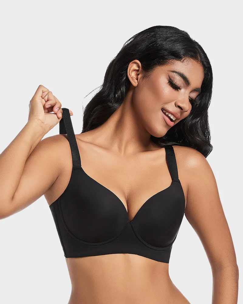 SheCurve®Back Smoothing Push-Up Plunge Bra - Black