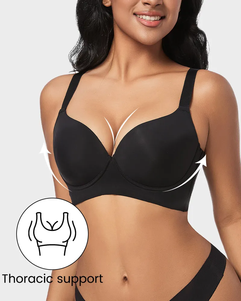 SheCurve®Back Smoothing Push-Up Plunge Bra - Black