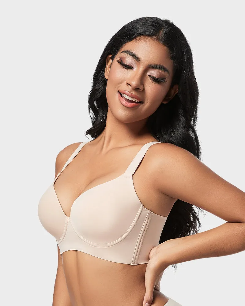 SheCurve®Back Smoothing Push-Up Plunge Bra - Skin