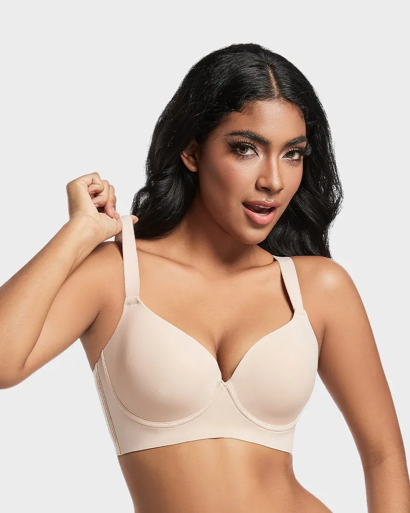 SheCurve®Back Smoothing Push-Up Plunge Bra - Skin