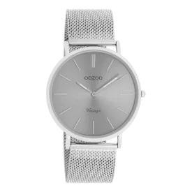 Silver coloured OOZOO watch with silver coloured metal mesh bracelet - C9937