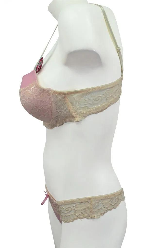 Sweet Pink & Ivory Lace Bra & Panty Set