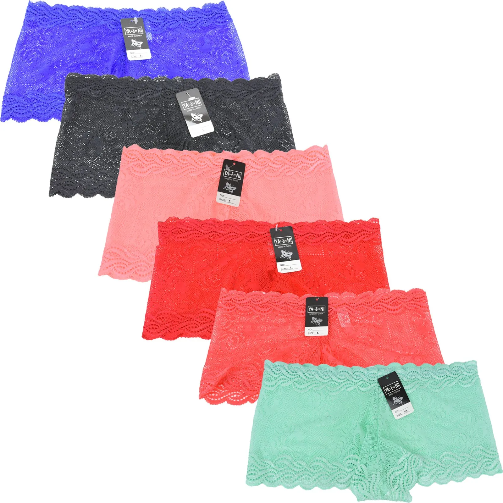 Wholesale Lady Lace Shortie Panty Boyshorts, U14126